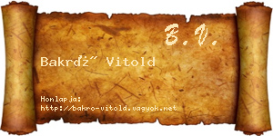 Bakró Vitold névjegykártya